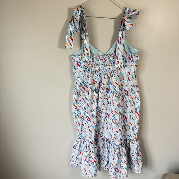 Eloquii Tie Shoulder Midi Dress Blue Multicolored Plus Size 18 Spring Summer New - Picture 5 of 8